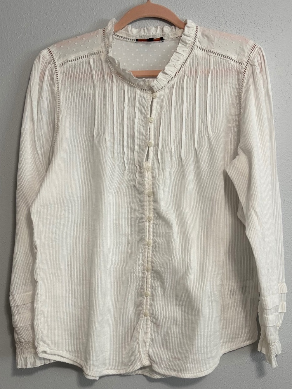 Quince Textured Cotton Peasant Blouse size XL